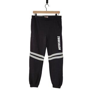 True Religion Logo Spellout Sweatpants Joggers Pants Black Grey Women's Size L